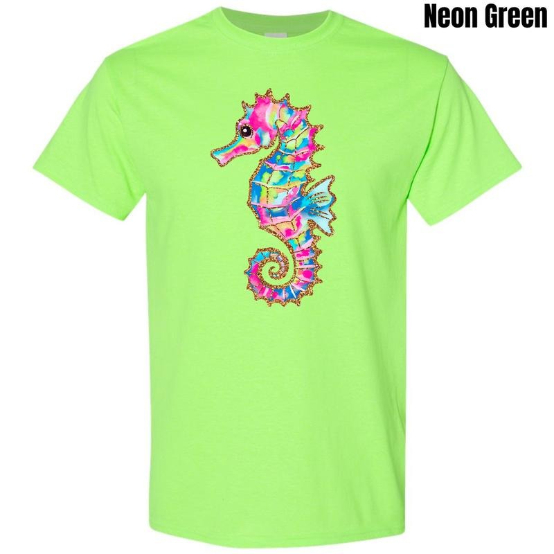 Vibrant Seahorse Gildan Short Sleeve T-Shirt 'NLB' Hoodie, Sweatshirt | DripVista.com