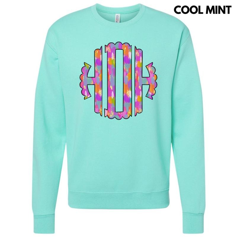 Vibrant Watercolor Monogram Sweatshirt 'NLB' T-Shirts, Hoodie | DripVista.com