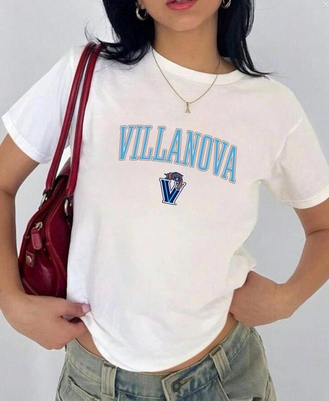 Villanova JMU Vintage Sport Teams NCAA Collection Unisex Crewneck Black Baby Tee, Graphic Team Collection Baby Tee, Gift For NCAA Fans