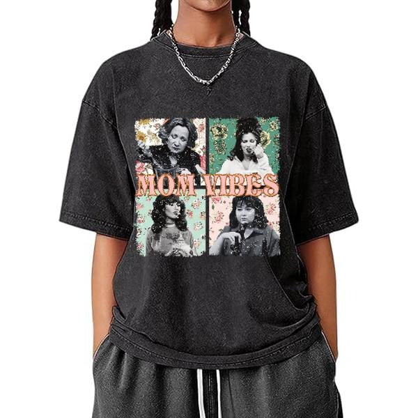 Vintage - Washed Lightsaber brand - Shirt with Nostalgic "Mom Vibes" Print Gunpla brand Retro - Inspired Collage FOG Mom