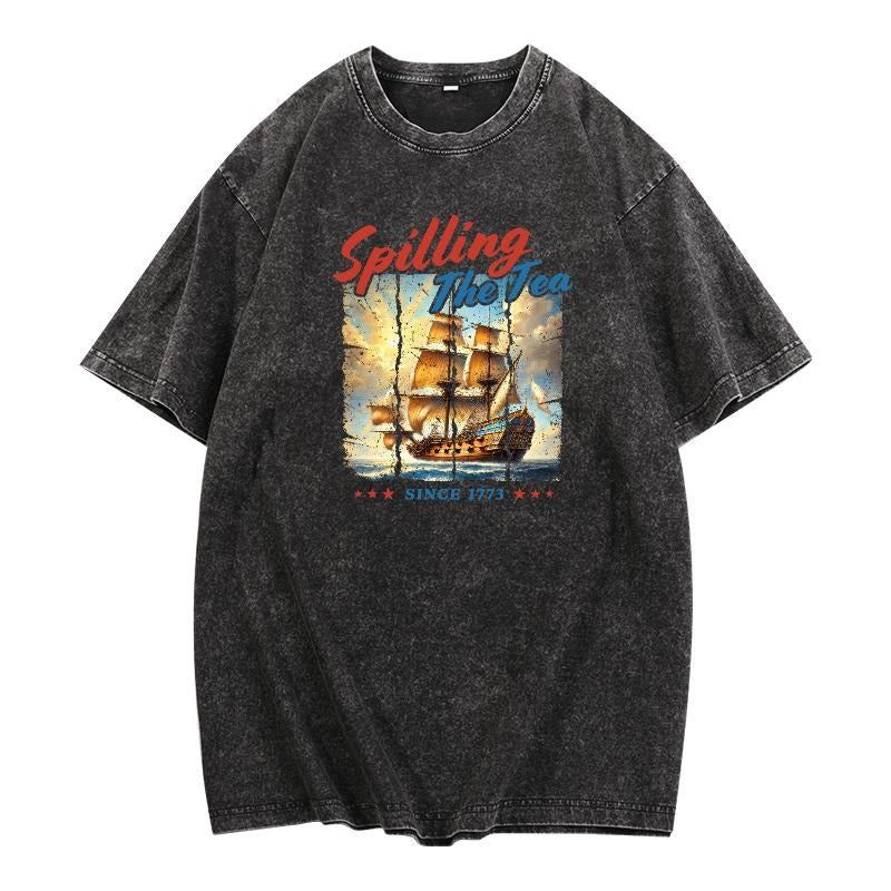 Vintage - Washed Lightsaber brand - Shirt with WB shield Playful Phrase: 'Spilling TNF Tea Since 1773' Gunpla brand...