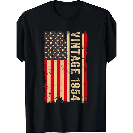Vintage 1954 70th Birthday gift 70 Years Old American Flag T-shirt Made in USA