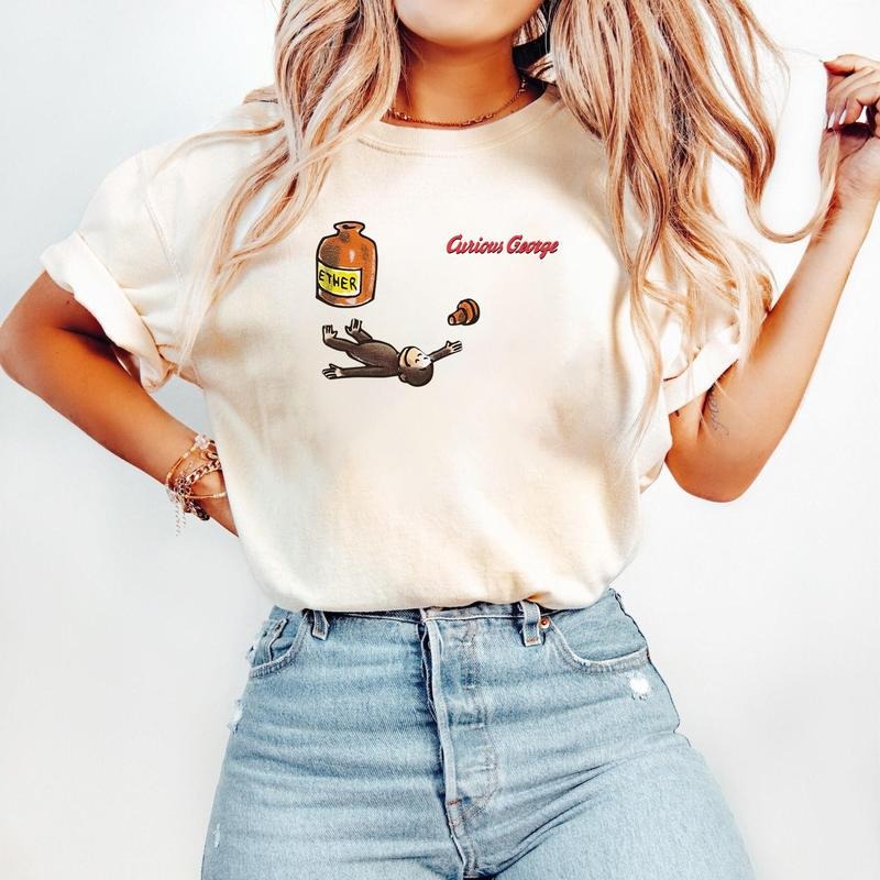 Vintage 1995 Curious George Ether Unisex TShirt, y2k clothing Streetwear Womenswear Comfort Top Cotton