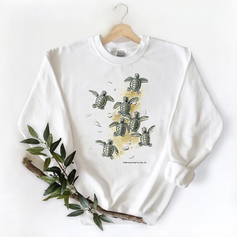 Vintage 1996 Impulse Wear Turtles Animal Sweatshirt Graphics Crewneck Northern Reflection Wildlife Cotton Hoodie T-shirt Unisex Fabric Womenswear