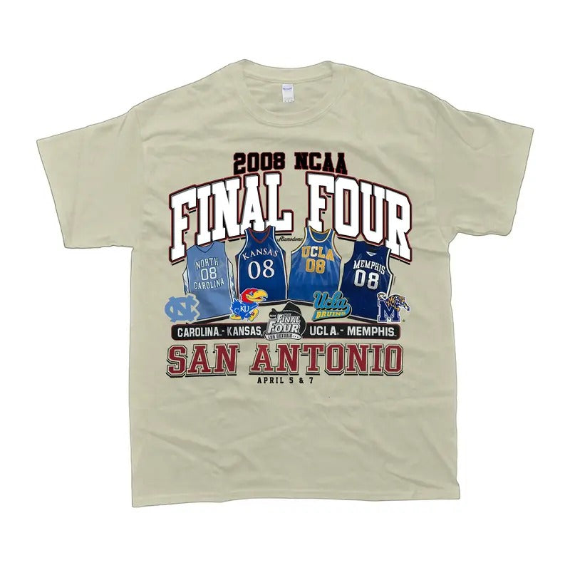 Vintage 2008 NCAA Final Four San Antonio T-Shirt, Carolina Kansas UCLA Memphis T-shirt, Men's Clothes, Men's Tshirt, Women's Clothes Crewneck Casual