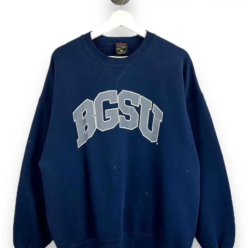 Vintage 90s Bowling Green NCAA Collegiate Arc Spell Out Sweatshirt Size XL Blue