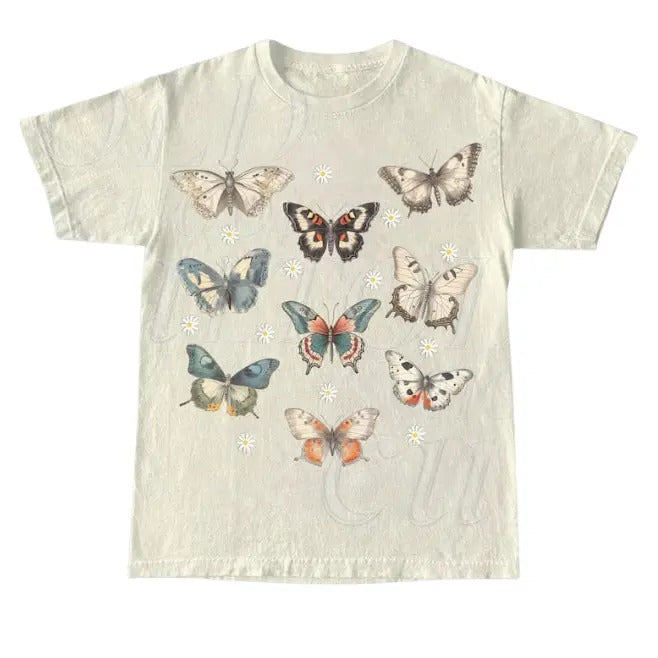 Vintage 90s Butterfly Tattoo Style Tshirt, Retro Butterfly Lovers Nature Shirt, Garden Botanical Retro Shirt, Cute Bug...