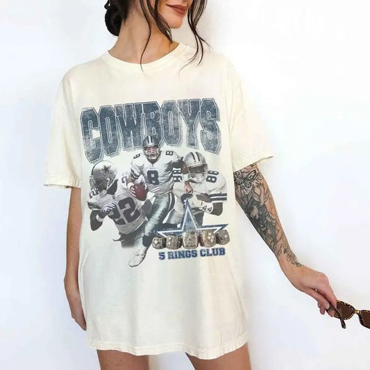 Vintage 90s Cowboys Football T-Shirt Dallas Cowboy_664 - Unisex And Inclusive - Multiple Colorways - Full Size Range
