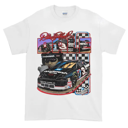 Vintage 90s Dale Earnhardt Intimidator Nascar Racing Race Tee, Vintage graphic tees Classic Cotton Menswear Top Embroidered Hoodie Shirt Spandex