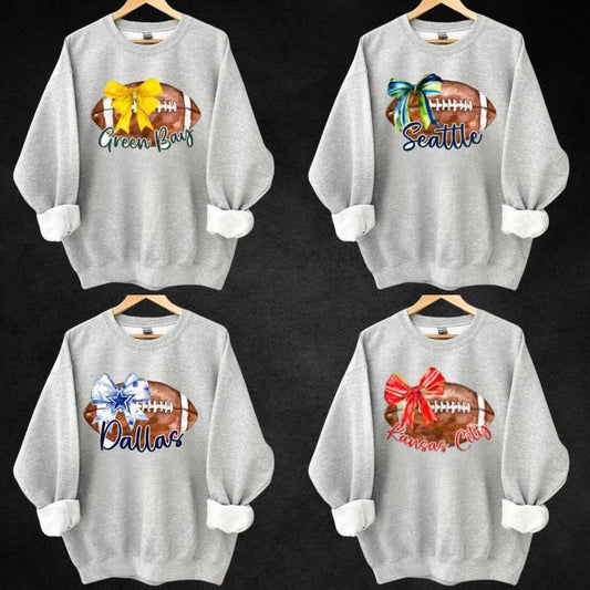 Vintage 90s Graphic Style All Teams Football Sweatshirt, All-Team Football Coquette Grey Crewneck Sweatshirt