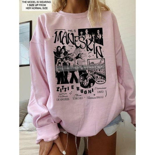 Vintage 90s Maneskin Tour Sweatshirt, Maneskin Fan Gifts Retro Design