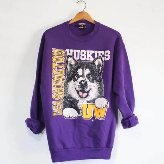 Vintage 90s Washington Huskies Crewneck Sweatshirt, UW Sweatshirt, Washington Huskies Sweatshirt