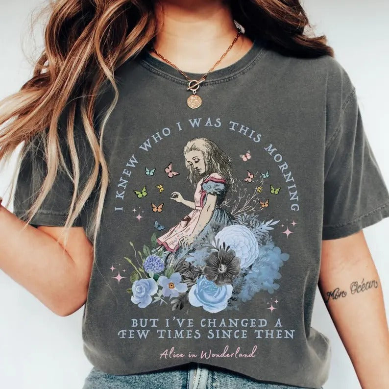 Vintage Alice Alice in Wonderland Shirt Alice in Wonderland T-shirt Were All Mad Here Poet Mad Hatter Shirt Literature...