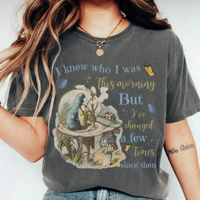 Vintage Alice Alice in Wonderland Shirt Alice in Wonderland T-shirt Were All Mad Here Poet Mad Hatter Shirt Literature...