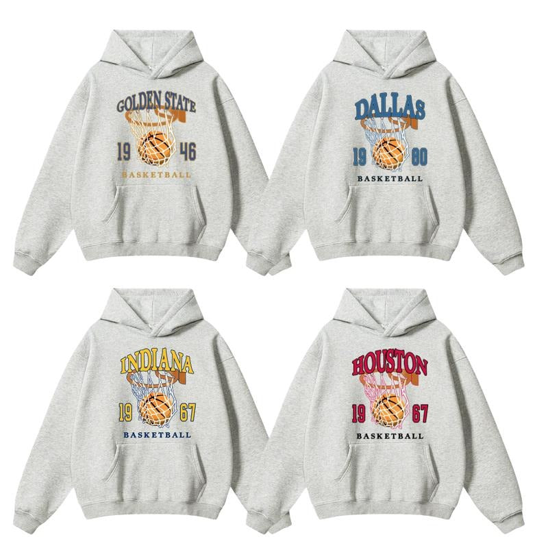 Vintage All Team Basketball shirt l Retro 90s Graphic Ash Grey Hoodie, Hometown Basketball Team Hoodie