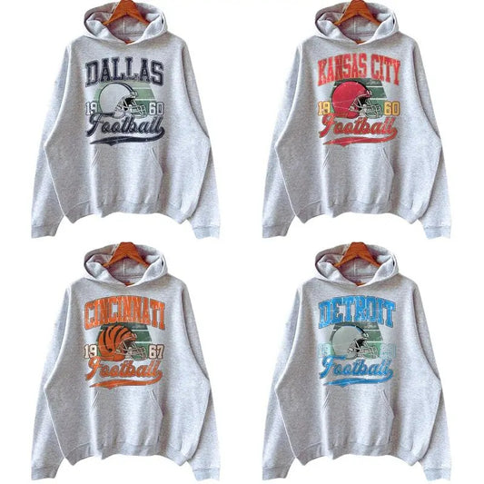 Vintage All Team Football  Ash Grey Hoodie, Hometown Football Hoodie, Football Thowback Vintage All Teams Hoodie,  Sport Graphic Shirts, Unisex Hoodie