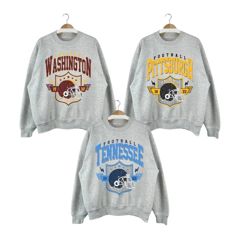 Vintage All Team Football Sweatshirt, Football Crewneck Sweatshirt, Game Day Sweatshirt, Sunday Football Sweatshirt