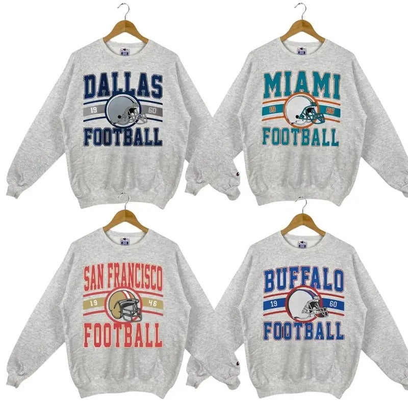 Vintage All Teams Football Unisex Crewneck Sport Classic Sweatshirt Casual Fabric Sweaters T-Shirts, Hoodie | DripVista.com