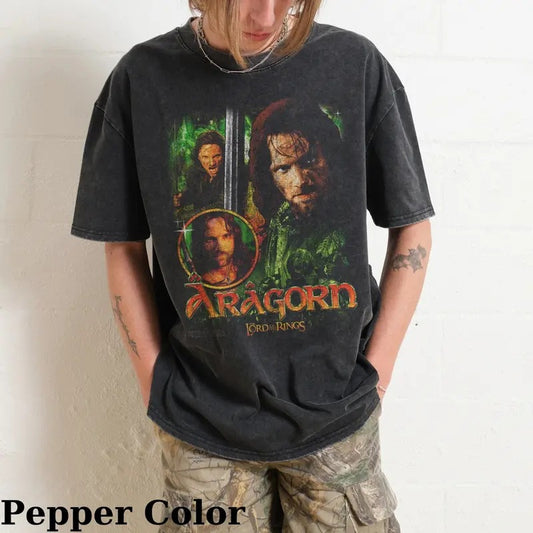 Vintage Aragorn Graphic Tee - The Lord of The Rings Movie Shirt - Middle Earth - J.R.R. Tolkien - Ranger of the North - King of Arnor Menswear Top