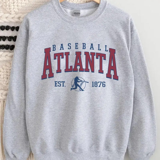 Vintage Atlanta Baseball Sweatshirt Atlanta Baseba_838 (1) , Multiple Colorways - Full Size Range