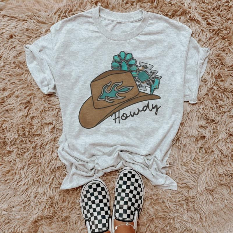 Vintage Aztec Howdy Hat T-shirt, vintage crewneck sweatshirts, western outfit women, cowgirl outfits, western clothing...