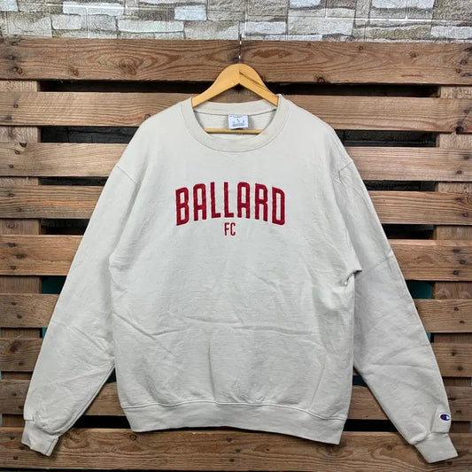 Vintage Ballard FC Sweatshirt Ballard Crewneck Jumper Ballard FC Pullover Sweater Ballard Fc Embroidery Logo Graphic Cream Colour Large Size