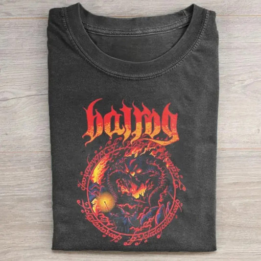 Vintage Balrog Flaming Graphic Tee - The Lord of The Rings Movie Shirt - Menswear, Top Tshirt Streetwear