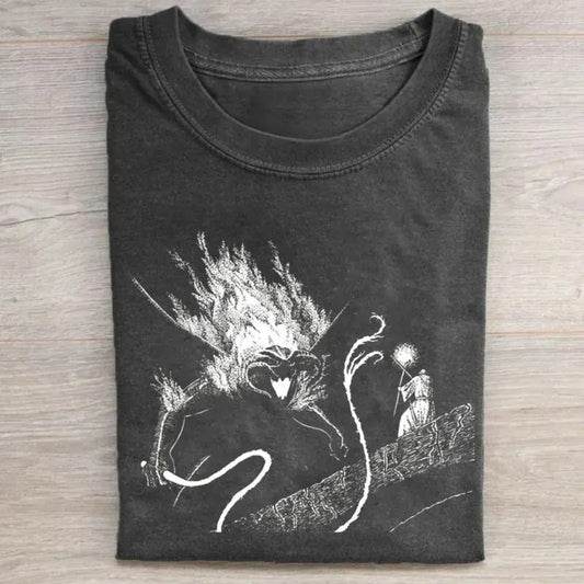 Vintage Balrog Graphic Tee - The Lord of The Rings Movie Shirt - LOTR Shirt - Gift for Book Lover - Men's Top - Menswear - Fantasy Ring Tshirt Hoodie