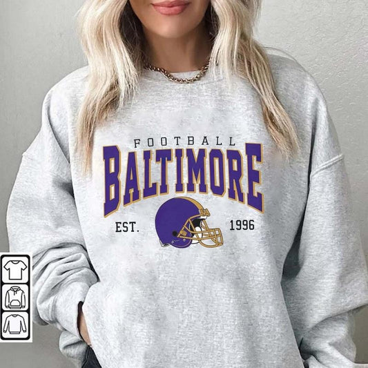 Vintage Baltimore Football Crewneck Sweatshirt, Raven Football Crewneck