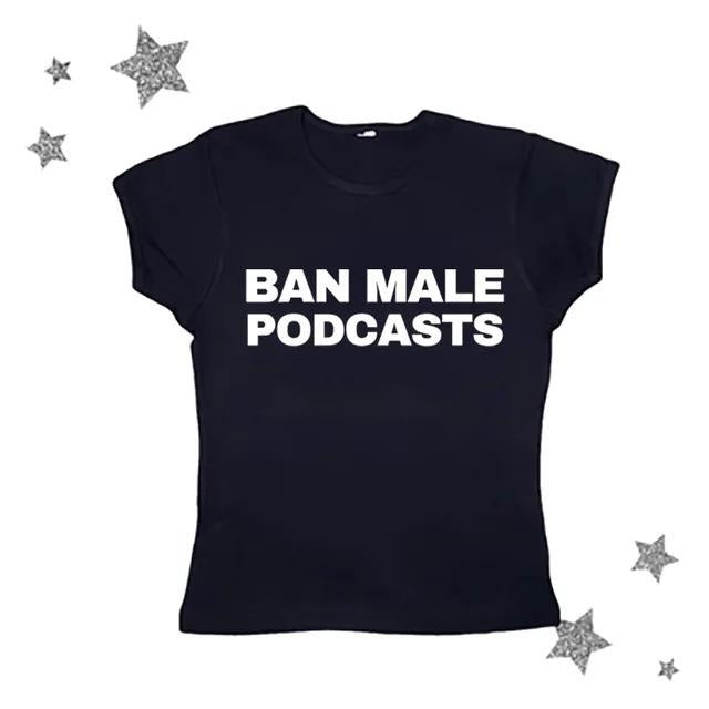 Vintage Bann Male Podcasts Baby Tee, Y2k Popular Streetwear, Goth Short Sleeve, Emo Girls Tops, 2000 tops, Y2k Top Women Streetwear, Emo Scene 2000s Clothes, Women Fitted T-Shirt