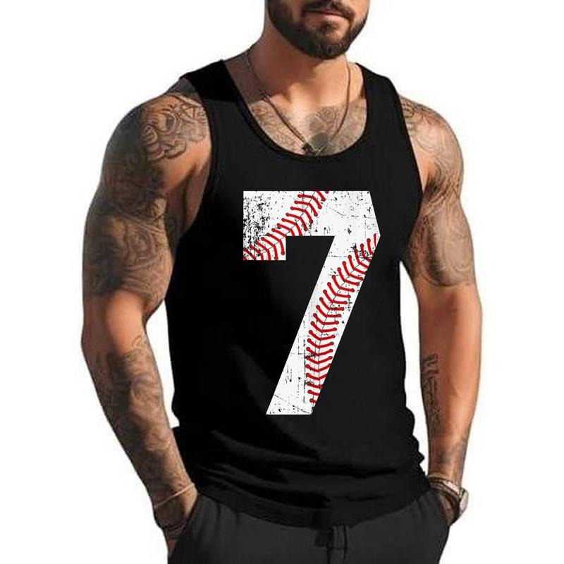 Vintage Baseball 7 Jersey Number Unisex Tank Top, Cotton, Size S-3XL T-Shirts, Hoodie, Sweatshirt | DripVista.com