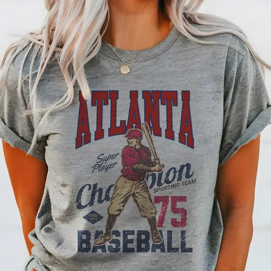 Vintage Baseball Tee Retro Baseball Sports Tshirt Baseball Game Graphic Top Casual City Baseball
