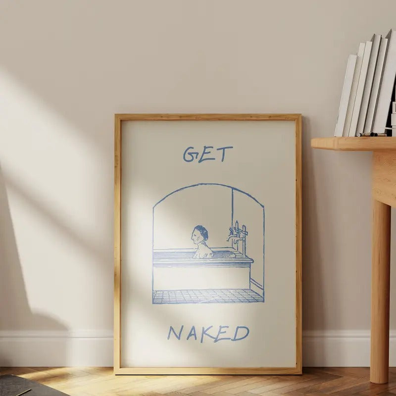 Vintage Bath Funny Bathroom Print, Man In Bath Art Print, Minimalist Bathtub Poster, Indie Room Decor, Gifts For Girls...