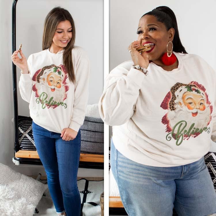 Vintage Believe Santa T2D Sweatshirt T-Shirts, Hoodie | DripVista.com