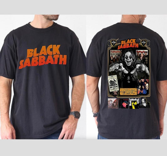 Vintage Black Sabbath 2 Sided T-Shirt, Classic Rock Metal Band Tee, Graphic Tour Merch, Ozzy Osbourne Music Fan Gift Unisex Tee