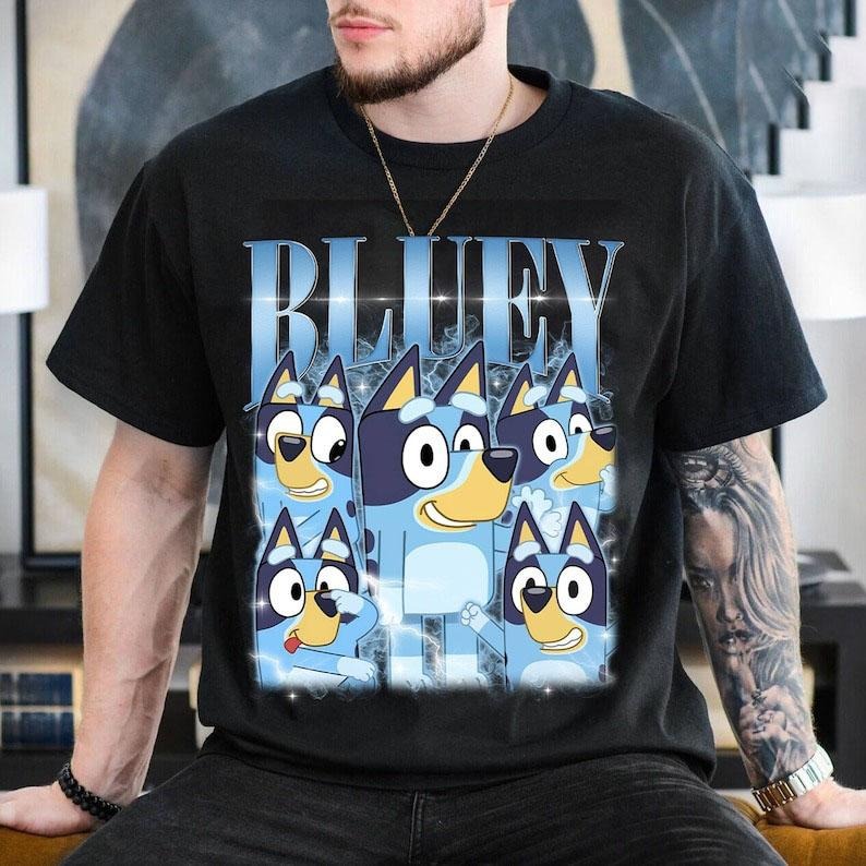 Vintage Bluey Shirt | Bluey Bootleg Shirt | Photo Bootleg Shirt | Change Your Design Here Shirt | Blue Dog Shirt | Heeler Family Shirt