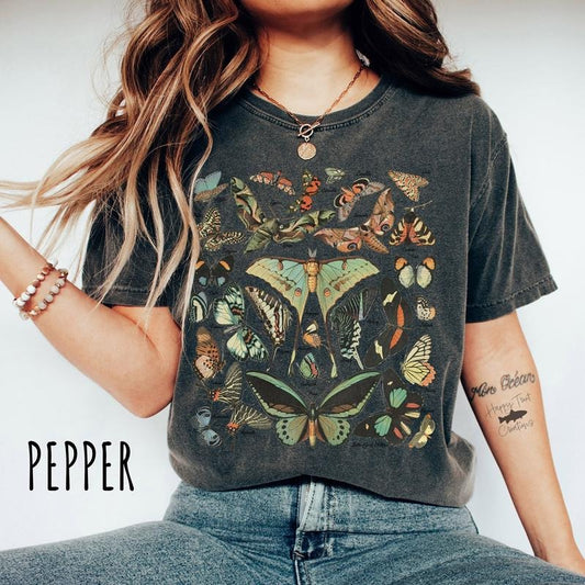 Vintage Butterfly & Moth TShirt, Cottagecore Aesthetic Comfort Colors Shirt