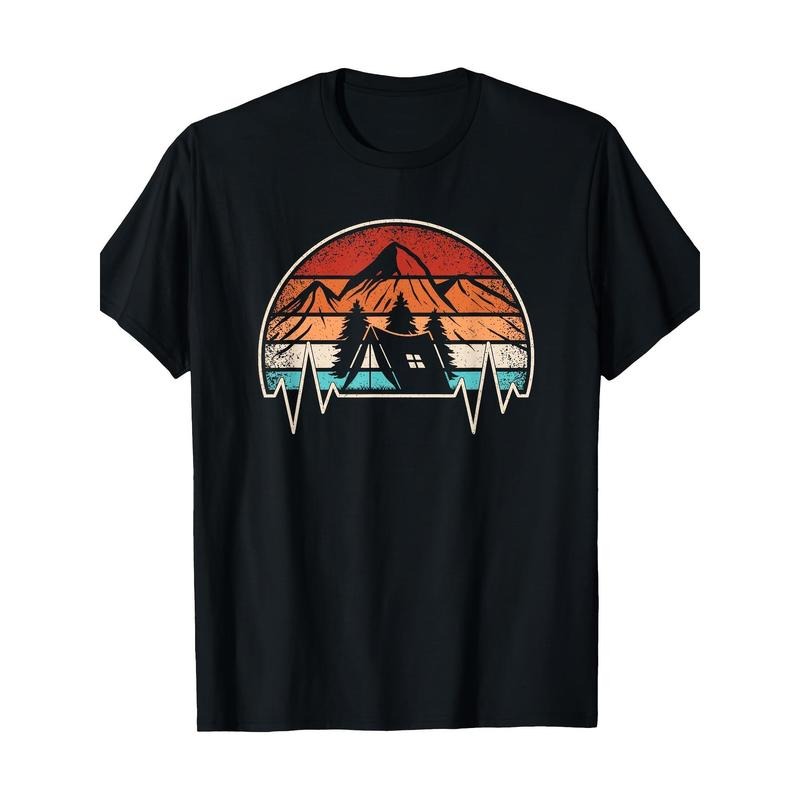 Vintage Camping Heartbeat Mountain Nature Camping Hiking T-shirt -100% cotton Made in USA Hoodie, Sweatshirt | DripVista.com