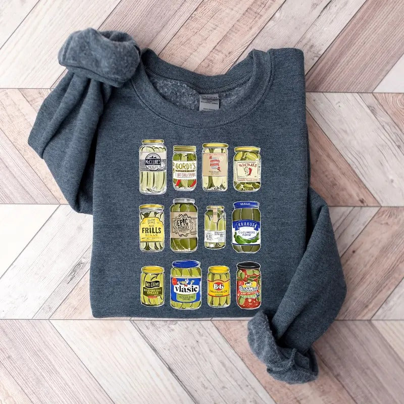 Vintage Canned Pickles Sweatshirt, Canning Season Sweatshirt, Pickle Lovers Sweater, Pickle Jar Crewneck, Funny Pickle...