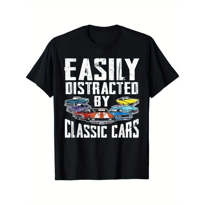 Vintage Car Enthusiast Graphic T-shirt - Men's Casual Short Sleeve Tee for Classic Auto Fans
