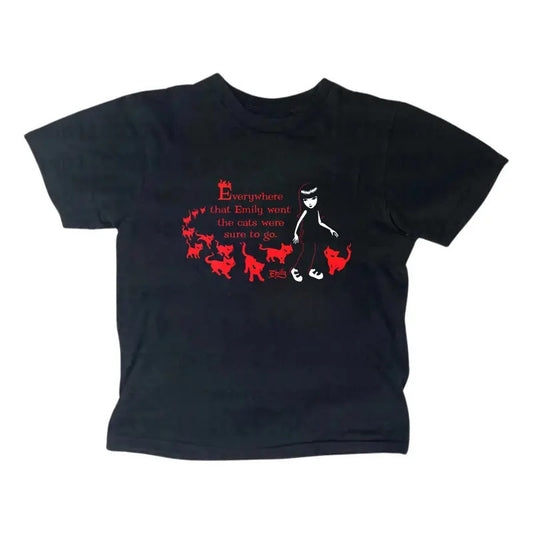 Vintage Cat Girl Baby Tee, Gothic Emo Girl Baby Tee, Y2k Top Women Streetwear, Grunge 2000s, Women Fitted T-Shirt, Gift For Girlfriend