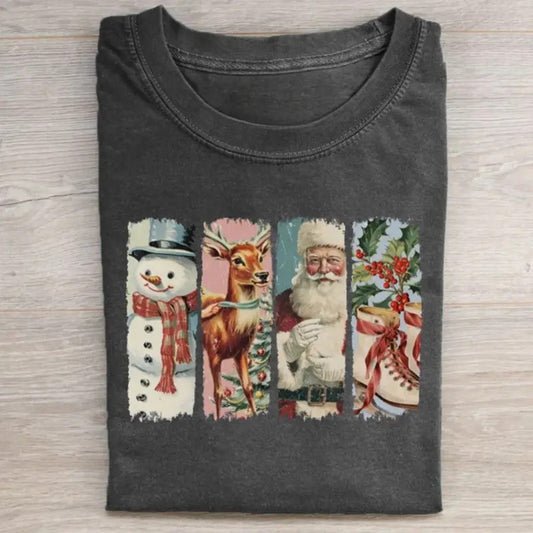 Vintage Christmas Graphic Tee - Santa Claus - Reindeer - Snowman - Christmas Gifts - Cute Winter Shirt - Christian Christmas - Xmas Shirt - Christmas Vibes