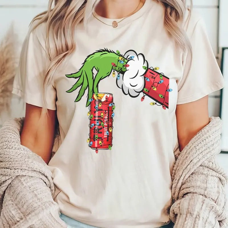 Vintage Christmas Shirt Grnnch Hand Holding Truly Fruit Punch Funny Christmas Drinking Tshirt