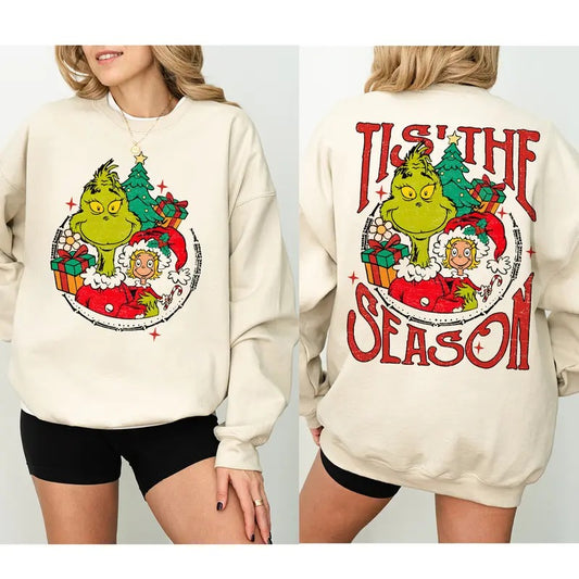 Vintage Christmas Tis The Season Grnch Sweatshirt, T-Shirt, Hoodie, Cute Sweatshirt for Girls, Christmas Party Family Sweater