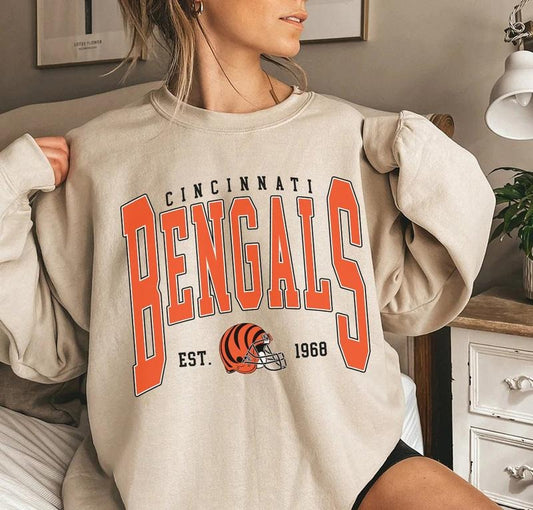 Vintage Cincinnati Football Crewneck, Vintage Sweatshirt, Game Day Pullover, Bengals 90s Style Football Crew, Unisex SweatShirt