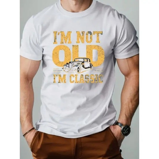 Vintage Classic Car Enthusiast Men's T-Shirt - Soft Pure Cotton Comfort Fit Tee with Relaxed Style for Everyday Wear - Perfect for Car Lovers and Collectors Made in USA