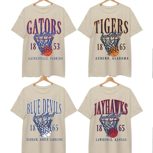 Vintage College Final Four Basketball Sand T-shirt, Vintage T-shirt All Teams Basketball, Florida Gators, Duke Blue Devils, Auburn Tigers, Houston Cougars