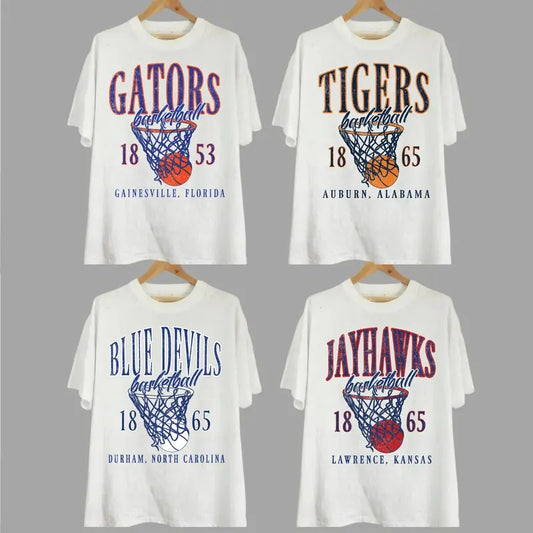 Vintage College Final Four Basketball T-shirt, Vintage T-shirt All Teams Basketball, Florida Gators, Duke Blue Devils, Auburn Tigers, Houston Cougars