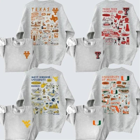 Vintage College Football Basketball Sweatshirt, Ash Grey Sweatshirt All Teams NCAA, Classic Sport Sweatshirt, Gifts For Fan Sport. Crewneck Menswear