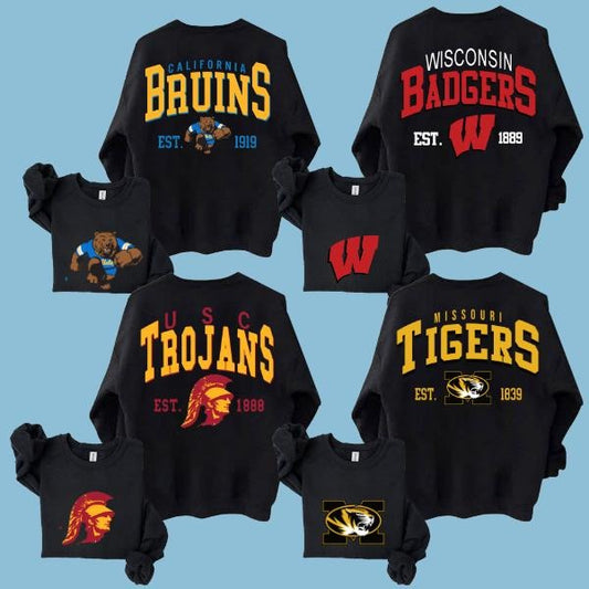 Vintage College Football Sweatshirt 2025, NCAA Game Day Spiritwear for All Teams, Unisex Pullover Gift for Students Fans Men Women, Varsity Style Top